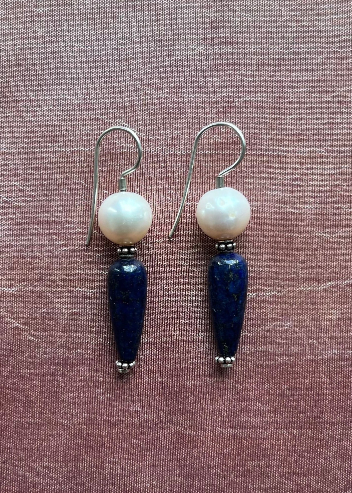 Lapis Lazuli and Pearl Earrings